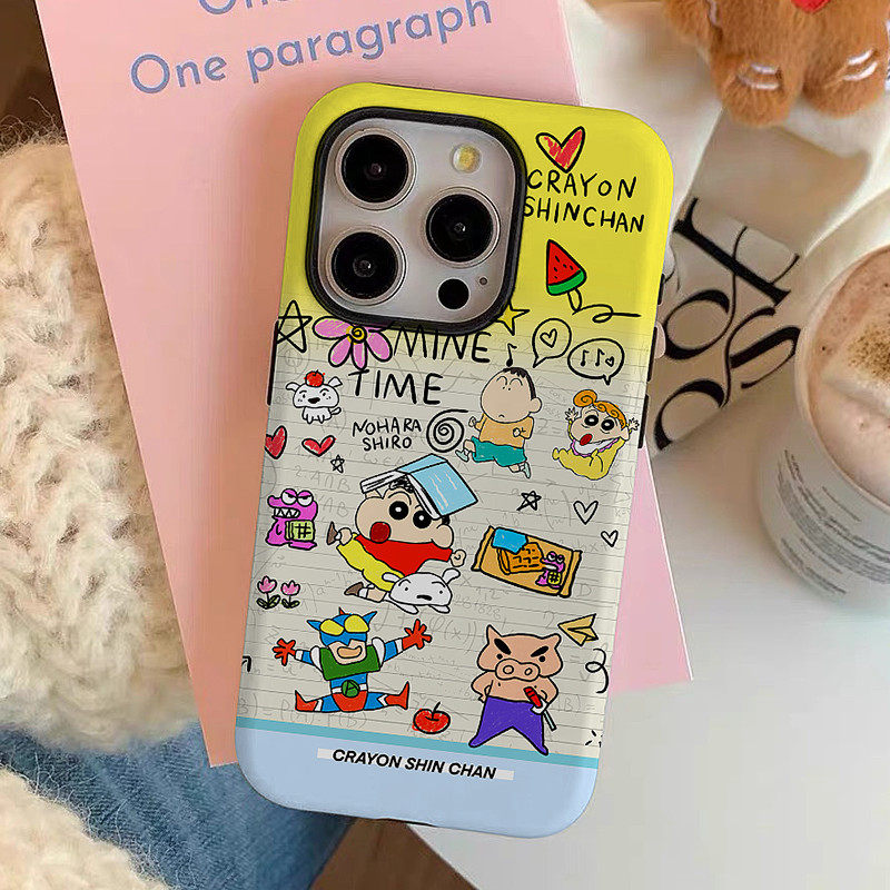 蜡笔小新适用苹果13/14/15promax二合一保护壳ins风华为荣耀/小米红米/vivo/oppo/三星/一加小众手机壳磨砂潮