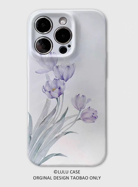 ins国风紫色花朵菲林二合一手机壳适用苹果16nova13华为p70mate60小米15opporen13ovivo荣耀300iPhone15防摔