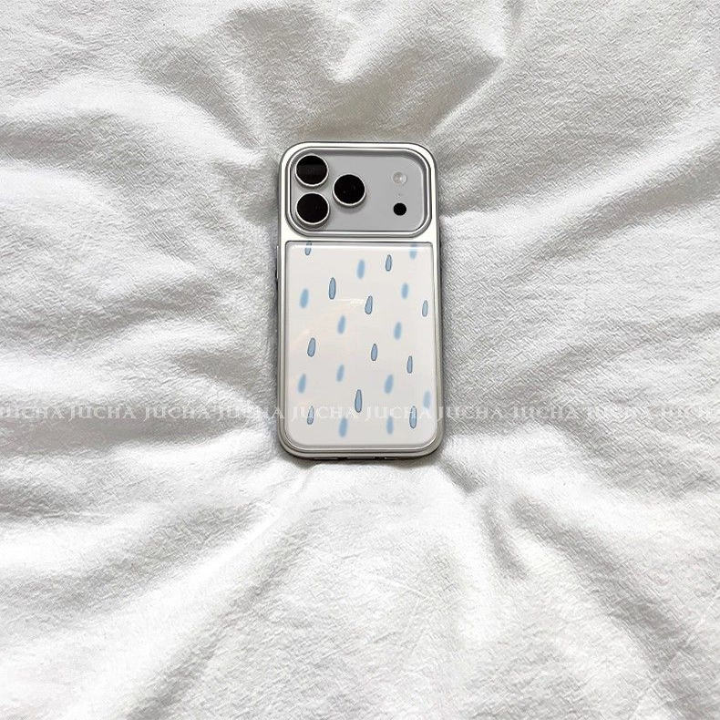 ins韩系个性创意雨滴电镀银边适用苹果iPhone17promax手机壳16pro小米14Pro保护套华为mate60P70三星S23软壳