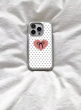 ins风可爱波点红爱心滴胶手机壳适用苹果iPhone17promax手机壳软边16防摔15原创小米141312/11华为mate60P780