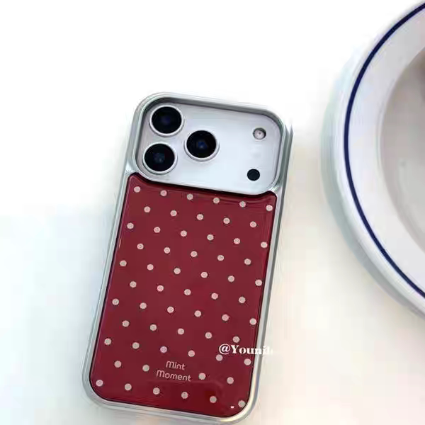 圣诞氛围红绿底波点银边适用苹果17promax滴胶手机壳iphone16pro新款1314pro创意15pro全包防摔手机套高级感