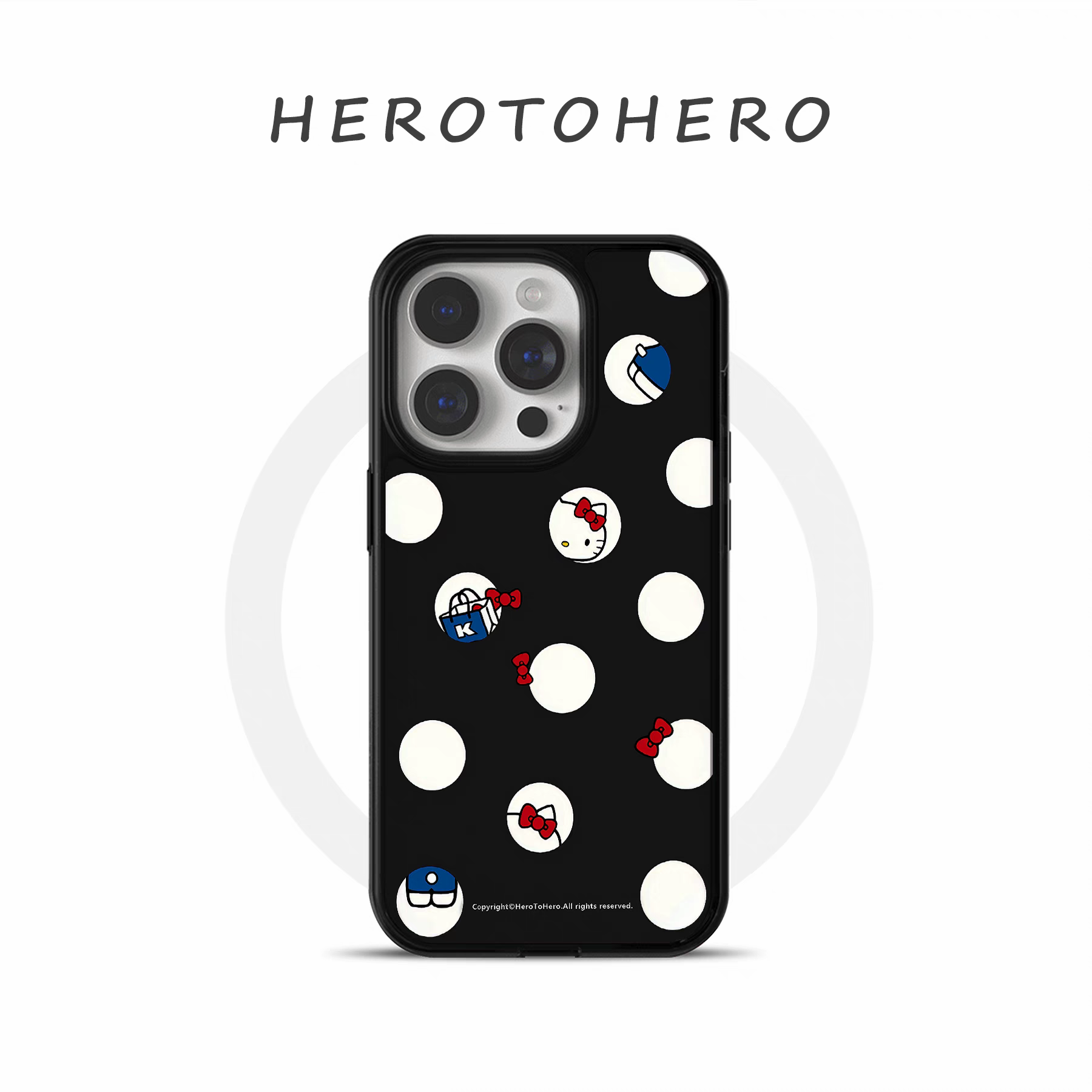 韩系ins波点凯蒂猫亚克力黑边适用苹果iPhone16promax手机壳15pro小米14Pro保护套华为mate60P70防摔三星S23