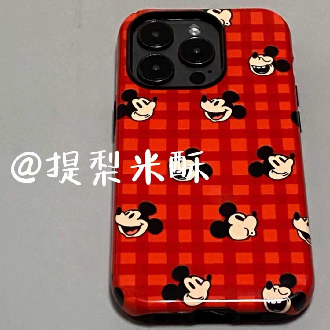 ins风格子米奇适用iphone15苹果手机壳16pro防摔13promax12菲林二合一14Pro小米华为荣耀OPPOvivo11Xsma防摔