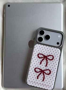 ins风可爱波点蝴蝶结电镀银磁吸适用苹果iPhone17promax手机壳1615pro小米1415Pro华为mate60p70三星S23防摔