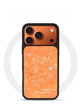 橙色星星涂鸦小马电镀银黑边适用苹果iPhone17promax手机壳16pro小米15Pro保护套华为mate60P70三星S23软壳