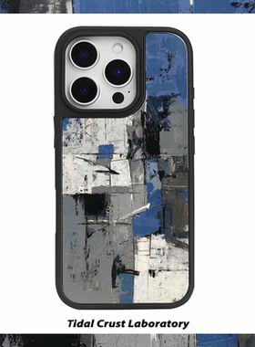 涂鸦蓝色冷淡忧郁亚克力黑边适用苹果iPhone16promax手机壳15pro小米14Pro保护套华为mate60P70防摔三星S23