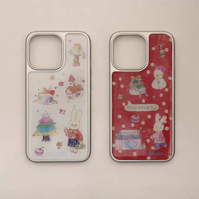 雪花兔波点秋冬新款ins银边手机壳适用苹果iPhone17promax高级感保护套小众16plus亮面15pro14防摔简约13气质,3C数码配件,手机保护套/壳,淘宝优惠券,粉丝福利购,淘宝优惠卷