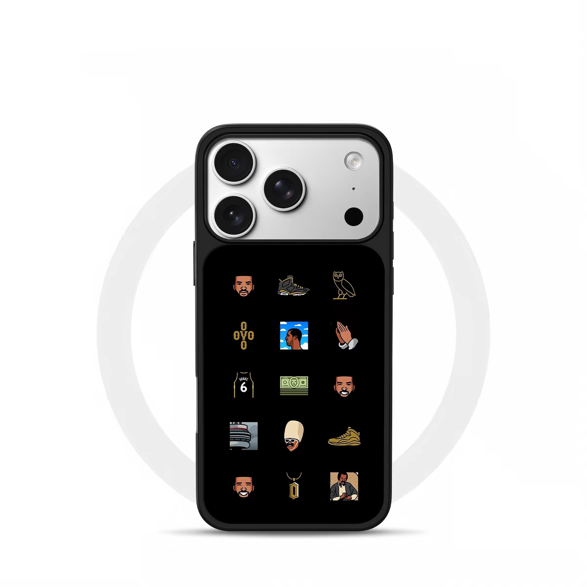 ins风复古表情符号电镀银黑边适用苹果iPhone17promax手机壳16pro小米15Pro保护套华为mate80P70三星S23软壳