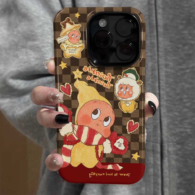 适用苹果15promax手机壳iPhone16pro新款iP14/13女12简约16e卡通8xsmax防摔11保护套7格子星星人plus菲林xr硬