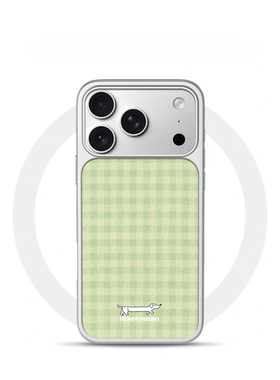 ins绿色格纹腊肠狗电镀银黑边适用苹果iPhone17promax手机壳16pro小米15Pro保护套华为mate80P70三星S23软壳
