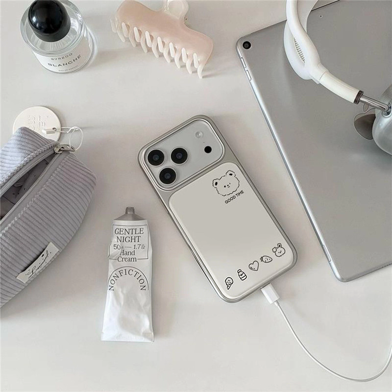 ins简约线条小熊韩系滴胶手机壳适用苹果iPhone17promax手机壳软边16防摔15原创小米141312/11华为mate60P780
