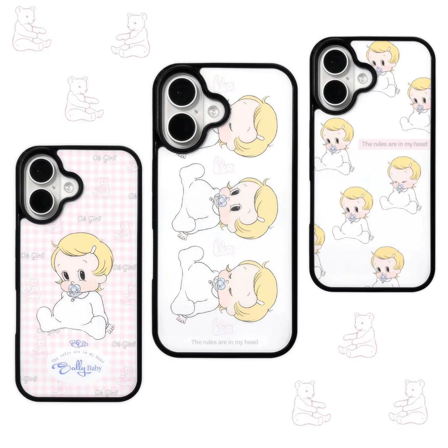 韩系ins风个性复古可爱娃娃黑边壳适用苹果iPhone17promax手机壳16pro小米15Pro保护套华为mate60P70荣耀oppo