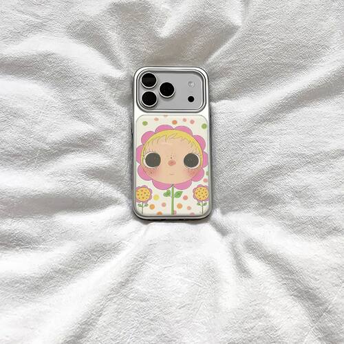 ins风卡通可爱向日葵小玉银边滴胶手机壳适用苹果iPhone17promax手机壳软边16防摔15原创14可爱13保护套12/11