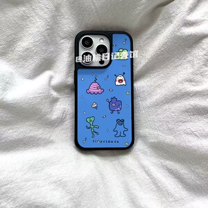 怪兽星球ins风可爱亚克力黑边适用苹果iPhone16promax手机壳15pro小米14Pro保护套华为mate60P70防摔三星S23