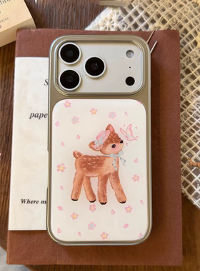 韩系ins碎花小鹿新款银边适用苹果17promax滴胶手机壳iphone16pro新款1314pro创意15pro全包防摔手机套高级感