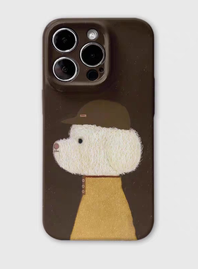 简约棕色小狗适用iphone15苹果手机壳16pro防摔13promax12菲林二合一14Pro小米华为荣耀OPPOvivo11Xsmax78p