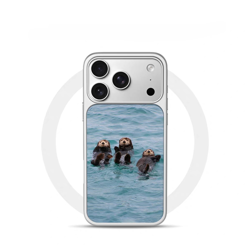 ins风复古海獭小队电镀银黑边适用苹果iPhone17promax手机壳16pro小米15Pro保护套华为mate80P70三星S23软壳