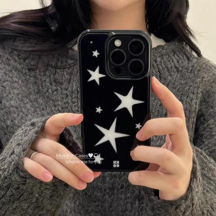暗黑甜酷女孩星星亚克力黑边适用苹果iPhone17promax手机壳15pro小米14Pro保护套华为mate60P70防摔三星S23