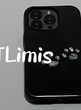 黑小狗脚印可爱适用iphone15苹果手机壳16pro防摔13promax12菲林二合一14Pro小米华为荣耀OPPOvivo11Xsma防摔