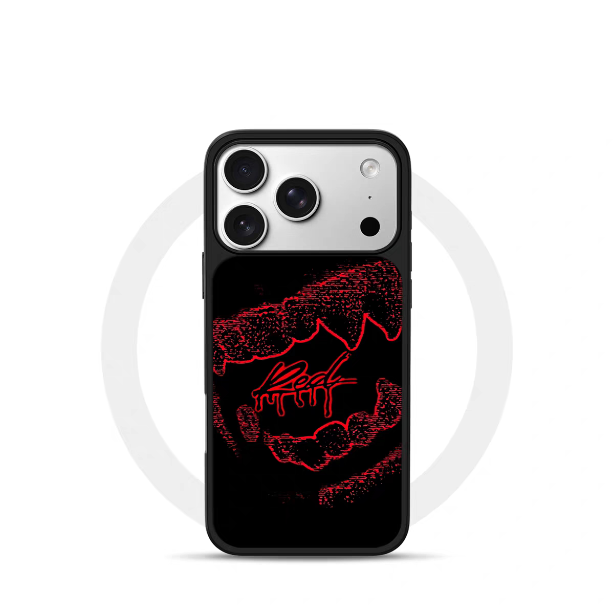 ins风复古红色牙齿电镀银黑边适用苹果iPhone17promax手机壳16pro小米15Pro保护套华为mate80P70三星S23软壳