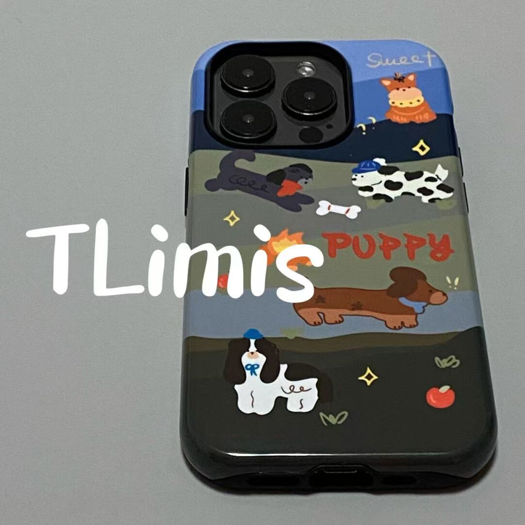 波浪腊肠狗可爱适用iphone15苹果手机壳16pro防摔13promax12菲林二合一14Pro小米华为荣耀OPPOvivo11Xsma防摔
