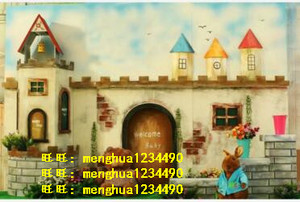 新款影楼摄影实景道具婚纱影棚装修设计制作韩式儿童实景m-237