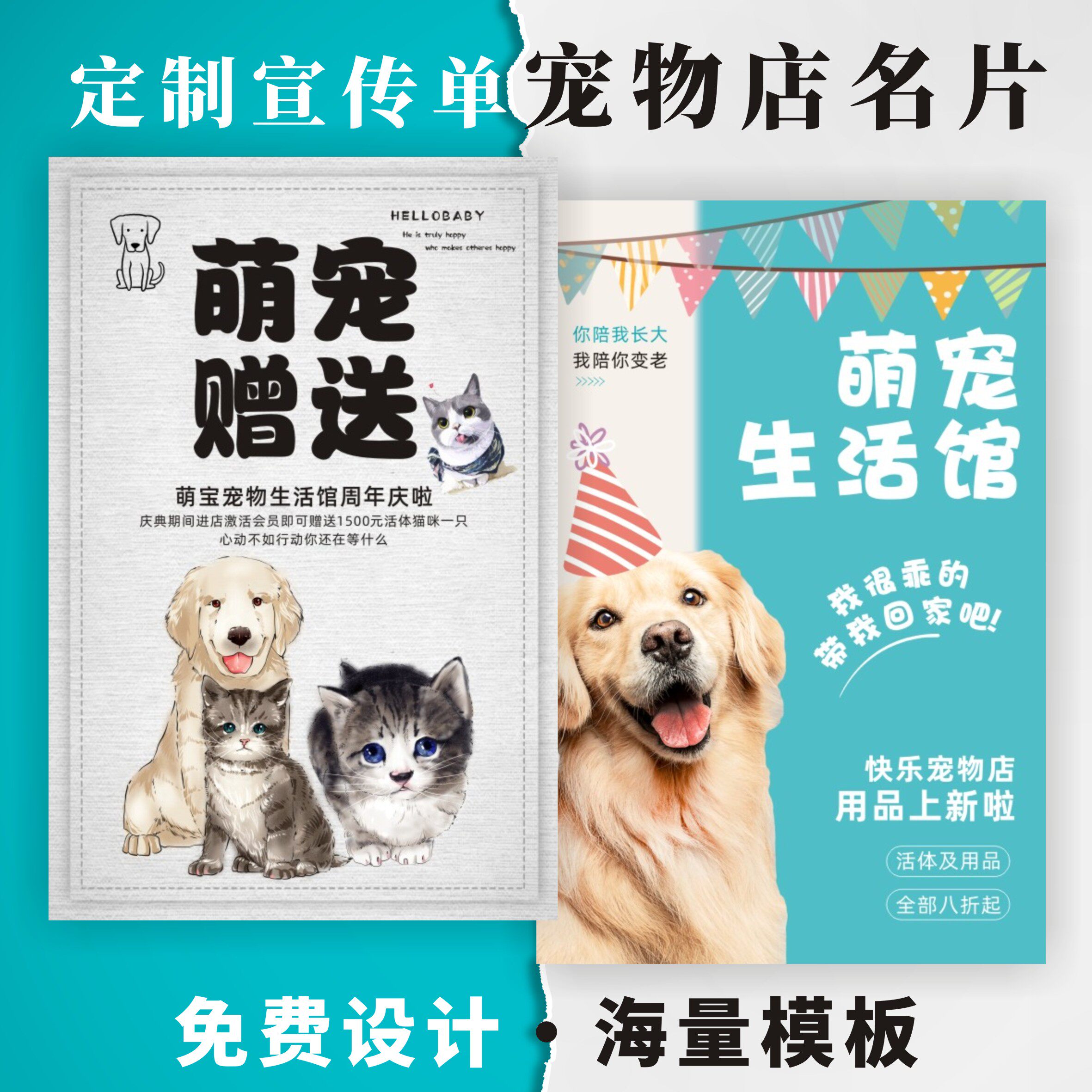 宠物店代金券定制萌宠洗澡优惠券宠物店开业宣传页宠物生活馆名片 - 天祺印务出品