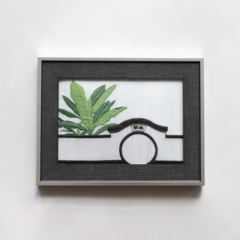 二十四节气雨水刺绣装饰画植蕉听雨diy文创礼物摆件手工材料包