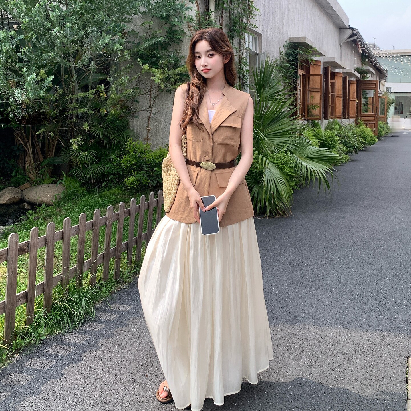 2026夏季新款气质背心马甲半身裙两件套套裙6106-P180-K288,女装职业装,浙宝115