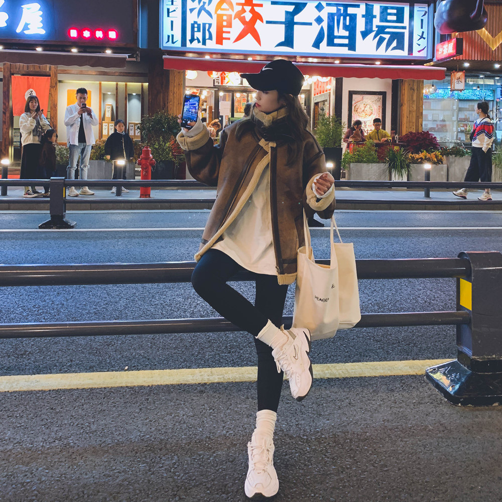 现货皮毛一体机车服外套女H739-P190控268,女装短外套,浙宝115