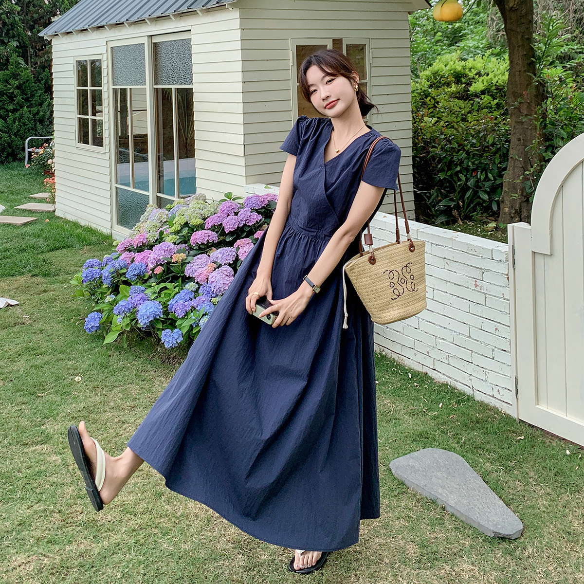 现货夏装上新！2025夏装新款韩版收腰连衣裙H906-P120-K178,女装连衣裙,浙宝115