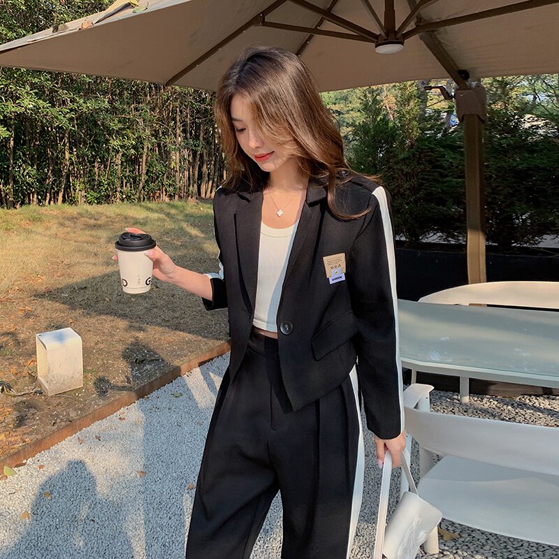 2026春秋新款休闲小西装阔腿裤两件套装8102-P170-K239，女装套装/套裙，浙宝115