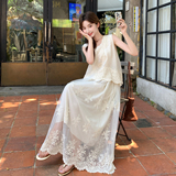 2026夏季新款法式温柔显瘦蕾丝刺绣两件套套裙6108-P160-K268，女装职业装，浙宝115