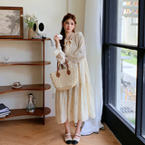 韩系温柔风碎花连衣裙女春秋长袖茶歇法式宽松早春chic慵懒娃娃裙，女装连衣裙，浙宝115