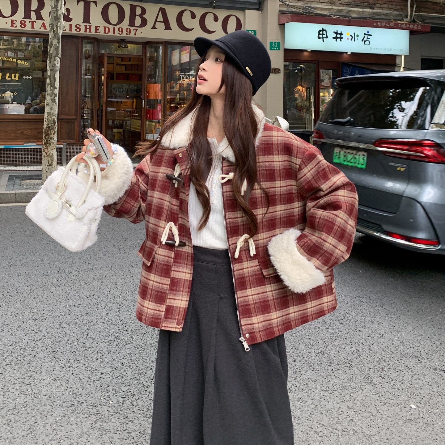 冬季上新！2025冬季新款毛绒拼接格子羽绒服8068-P235-K358,女装羽绒服,浙宝115