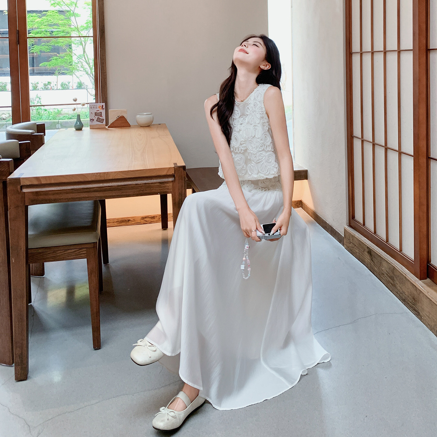 2026夏季新款重工玫瑰花拼接无袖半身裙两件套8037-P170-K278,女装职业装,浙宝115