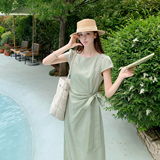 2026夏季新款主推法式褶皱系带收腰连衣裙8057-P135-K218，女装连衣裙，浙宝115