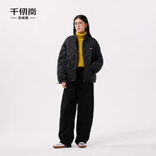 千仞岗冬季女士立领短款格子羽绒服百搭直筒简约
