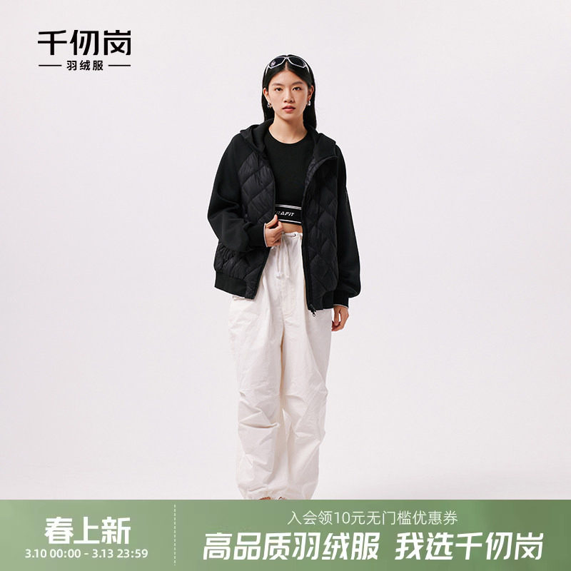 千仞岗冬季女士连帽短款轻薄羽绒服宽松百搭时尚通勤外套送妈妈