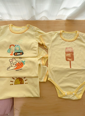 日单futa小木马cottoli短袖哈衣爬服夏款包屁衣三角连体爬服8090