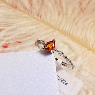 天然粉橙蓝红宝石祖母绿水滴戒指18K金钻石复古蕾丝 J天使之泪