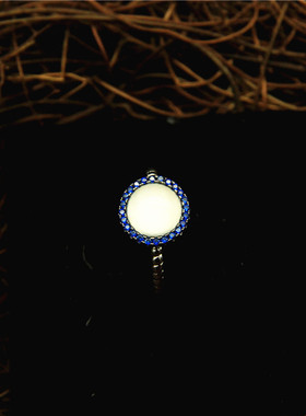 北欧复古月光石戒指猫眼纯银