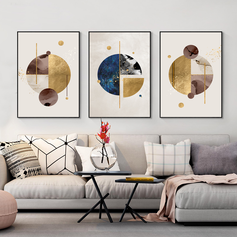 抽象风沙发背景墙几何客厅装饰画