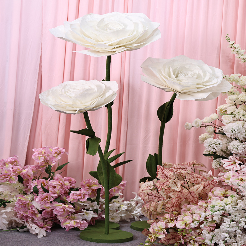 新款婚庆路引摆件花边玫瑰仿真花