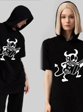 英国潮牌正品直邮Long Clothing情侣款恶搞米奇休闲连帽短袖T恤