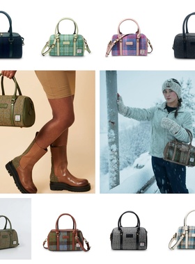 英国苏格兰Islander正品Harris Tweed®羊毛格纹波士顿斜挎包