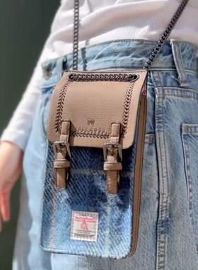 英国直邮苏格兰Islander正品Harris Tweed®斜挎羊毛格手机包包