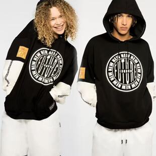 英国潮牌正品直邮Long Clothing情侣款勋章真假两件连帽套头卫衣