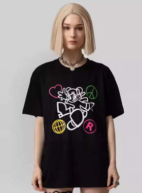 英国潮牌正品直邮Long Clothing情侣款可爱卡通组合动漫短袖T恤