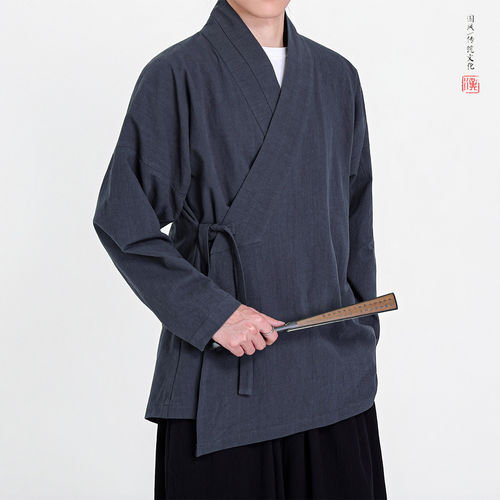 男士改良汉服衬衣棉麻斜襟上衣